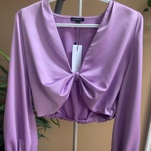 Dynamite Satin Front Twist Crop